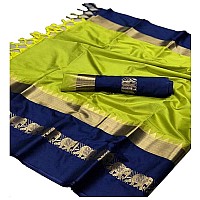 Blue Wish Womens Banarasi Art Silk Saree With Un-stitched Blouse (soft Cotton Silk_Green)