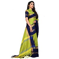 Blue Wish Womens Banarasi Art Silk Saree With Un-stitched Blouse (soft Cotton Silk_Green)