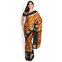 DHRUVI TRENDZ Womens Banarasi Cotton Silk Saree (DT-S161_Brown)