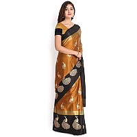 DHRUVI TRENDZ Womens Banarasi Cotton Silk Saree (DT-S161_Brown)