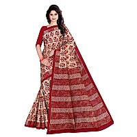 TAMAIRA FASHION Womens Pure Cotton Saree Without Blouse Piece (8012, Maroon Beige)