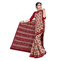 TAMAIRA FASHION Womens Pure Cotton Saree Without Blouse Piece (8012, Maroon Beige)