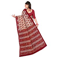 TAMAIRA FASHION Womens Pure Cotton Saree Without Blouse Piece (8012, Maroon Beige)