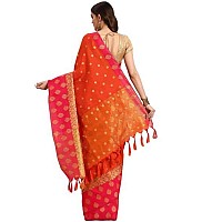 SILK LAND Womens Kanchipuram & Banarasi Kora Muslin Silk Saree With Blouse Piece (MOTI_MUSLIN-ORANGE)