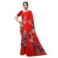 Vaamsi Womens Poly Georgette Printed Saree PC1125 Red