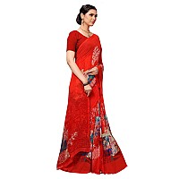 Vaamsi Womens Poly Georgette Printed Saree PC1125 Red