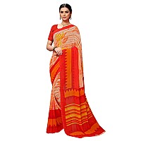 Vaamsi Womens Poly Georgette Printed SareePC1126 Orange One Size