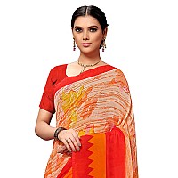 Vaamsi Womens Poly Georgette Printed SareePC1126 Orange One Size