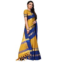 Blue Wish Womens Banarasi Art Silk Saree With Un-stitched Blouse (soft Cotton Silk_Yellow)