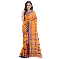 RAJ SAREE HOUSE Womens Traditional Pure Cotton Bengali Handloom Tant Saree Without Blouse Piece Mastered