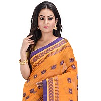 RAJ SAREE HOUSE Womens Traditional Pure Cotton Bengali Handloom Tant Saree Without Blouse Piece Mastered