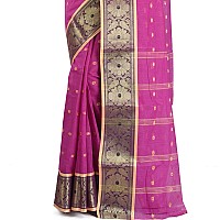 RAJ SAREE HOUSE Womens Pure Cotton Tant Handloom Saree without Blouse Piece (Magenta)