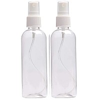 DINEMART Empty Refillable Fine Mist Atomizer Spray Bottle with Ultra-Fine Mist Pump and Cap for Home/Travel/Beauty/Makeup/Sanitizer (100ml, Transparent, Set of 2 Pcs)