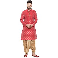 Larwa Ethnic Loop Button Ganesh Print Kurta Dhoti Set Maroonsize38