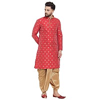 Larwa Ethnic Loop Button Ganesh Print Kurta Dhoti Set Maroonsize38