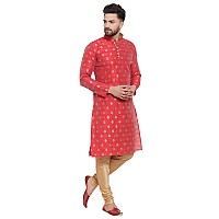 Larwa Ethnic Loop Button Ganesh Print Kurta Pyjama Set Maroonsize40