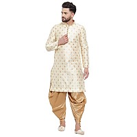 Larwa Mens Silk Kurta And Salwar Dhoti Set Beige Ganesh Jacq K Goldsal Dlupbbeige36