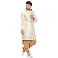 Larwa Mens Silk Kurta And Salwar Dhoti Set Beige Ganesh Jacq K Goldsal Dlupbbeige36