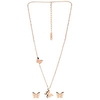 Yellow Chimes Pendant Set for Women Butterfly Surgical Steel 18K Real Rose Gold Plated Pendant Set for Girls and Women