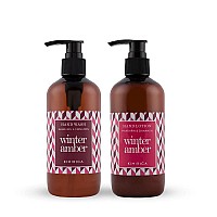 Kimirica Winter Amber Hand wash and Hand Lotion combo pack | For Deep clean and Moisturize hand 100% Vegan & Paraben Free (Mandarin & Cinnamon,300ml x 2)