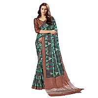 AKHILAM Womens Satin Crepe Geometric Saree with Unstitched Blouse Piece(Multi_3FLWR20405)