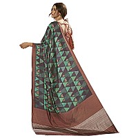 AKHILAM Womens Satin Crepe Geometric Saree with Unstitched Blouse Piece(Multi_3FLWR20405)