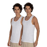 Damensch Mens Neoskin Antimicrobial Slub Vest Antiodorbamboo Rayon Fabric Round Neck Pack Of 2 Bright White Xxlarge