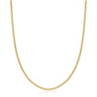 Barzel 18K Gold Plated CurbCuban Link Gold Chain Necklace 2MM 3MM 4MM 5MM For Women or Men Made In Brazil 20 Inches 2MM