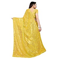 Florely Womens Pure Georgette sequence saree with unstiched blouse piece(Free size) (Yellow)