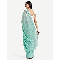 Florely Womens Pure Georgette sequence saree with unstiched blouse piece(Free size) (Pista)