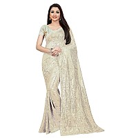 Florely Womens Pure Georgette Saree With Blouse Piece (Sataricreme_Creme_Free Size_Cream)