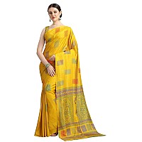 EthnicJunction Womens Silk Saree With Blouse Piece (Ej5004-1001-Discharge-Yellow_Yellow)