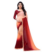 Blue Wish Womens Georgette Saree With Unstiched Blouse Piece (Orange)