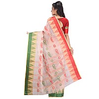 RAJ SAREE HOUSE Womens Traditional Pure Cotton Bengali Handloom Tant Saree without Blouse Piece - (Biscuit)