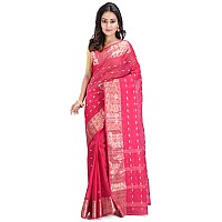 RAJ SAREE HOUSE Womens Pure Cotton Traditional Bengali Tant Saree without Blouse Piece Rani