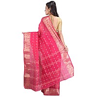 RAJ SAREE HOUSE Womens Pure Cotton Traditional Bengali Tant Saree without Blouse Piece Rani