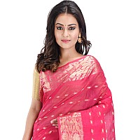 RAJ SAREE HOUSE Womens Pure Cotton Traditional Bengali Tant Saree without Blouse Piece Rani