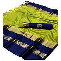 Blue Wish Womens Banarasi Art Silk Saree With Blouse Piece (soft Cotton Silk_Navy Blue)