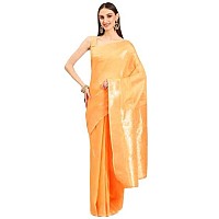 SILK LAND Womens Cotton Kota Silk Zari Woven Thread Saree With Unstitched Blouse Piece(Orange)