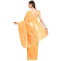 SILK LAND Womens Cotton Kota Silk Zari Woven Thread Saree With Unstitched Blouse Piece(Orange)