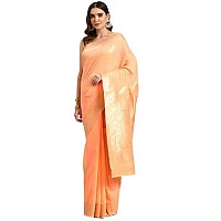 SILK LAND Womens Cotton Kota Silk Zari Woven Thread Saree With Unstitched Blouse Piece(Peach)