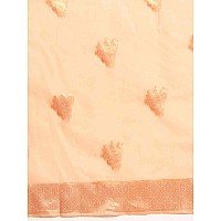 SILK LAND Womens Cotton Kota Silk Zari Woven Thread Saree With Unstitched Blouse Piece(Peach)