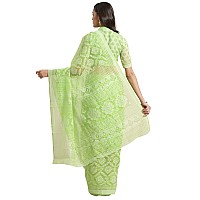 AKHILAM Womens Brasso Floral Printed Saree with Unstitched Blouse Piece(Green_MSKR01E)