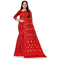 Aishwarya Sarees Womens Jamdani Soft Dhakai Saree With Blouse Piece (Aiswarya_sarees 3.81_Red)