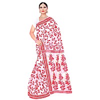 Aishwarya Sarees Womens Soft Dhakai Jamdani Saree In White And Red Colour With All Over Woven Work And With Blouse Piece.