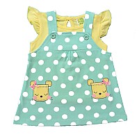 Clothe Funn Babygirls Cotton Pinafore Kneelength Dress 68Bfi44485Mint Yellow