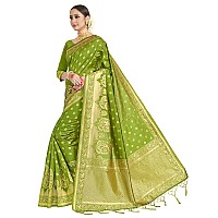 Vardha Womens Banarasi Art Silk Saree with Unstitched Blouse Piece - Zari Woven Work Sarees for Wedding (Paneri, 31, Olive Green)