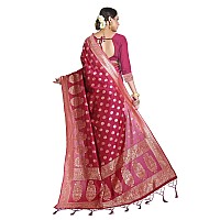 Vardha Womens Banarasi Art Silk Saree with Unstitched Blouse Piece Zari Woven Work Sarees for Wedding Paneri 35 Pink