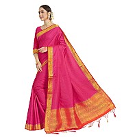 Vardha Womens Banarasi Satin Silk Saree with Unstitched Blouse Piece Zari Woven Work Sarees for Wedding 170 Pink