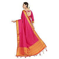 Vardha Womens Banarasi Satin Silk Saree with Unstitched Blouse Piece Zari Woven Work Sarees for Wedding 170 Pink